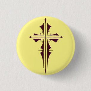 Badge Rond 2,50 Cm Croix chrétienne d'art pourpre royal