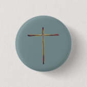 Badge Rond 2,50 Cm Croix chrétienne minimale bleu vert (Devant)