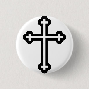 Badge Rond 2,50 Cm Croix chrétienne noire