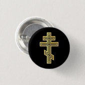 Badge Rond 2,50 Cm Croix chrétienne orthodoxe (Devant & derrière)