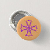 Badge Rond 2,50 Cm Croix chrétienne rose (Devant & derrière)