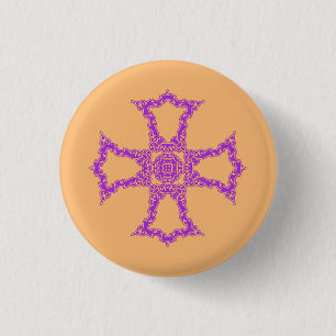 Badge Rond 2,50 Cm Croix chrétienne rose
