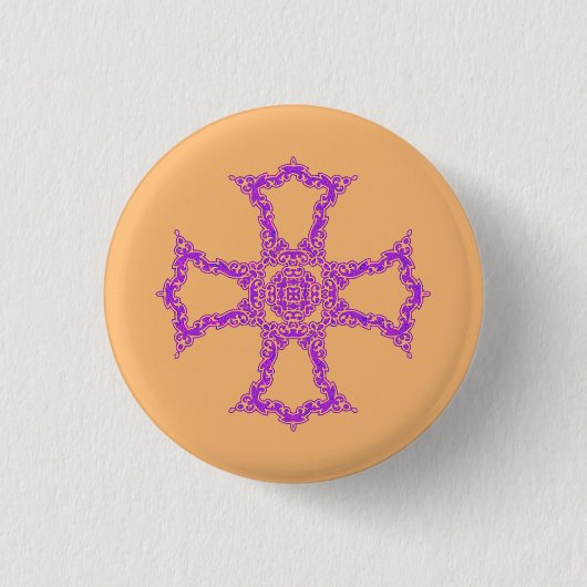 Badge Rond 2,50 Cm Croix chrétienne rose (Devant)