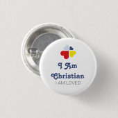 Badge Rond 2,50 Cm Croix de cœurs (Devant & derrière)