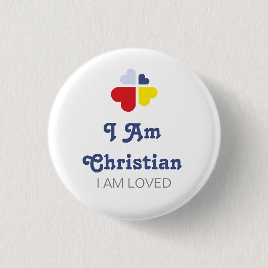 Badge Rond 2,50 Cm Croix de cœurs (Devant)