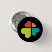 Badge Rond 2,50 Cm Croix de cœurs (Devant & derrière)