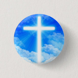 Badge Rond 2,50 Cm Croix de lumière Jésus-Christ chrétien personna