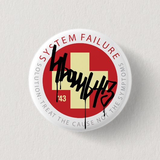 Badge Rond 2,50 Cm Croix de système - rouge (Devant)