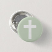 Badge Rond 2,50 Cm Croix simple sur bouton vert (Devant & derrière)