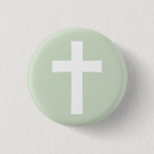 Badge Rond 2,50 Cm Croix simple sur bouton vert (Devant)