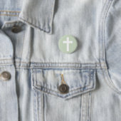 Badge Rond 2,50 Cm Croix simple sur bouton vert (En situation)