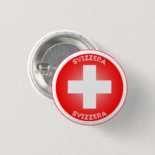 Badge Rond 2,50 Cm Croix suisse Svizzera forme de cercle