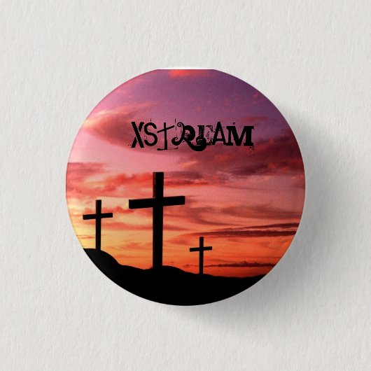 Badge Rond 2,50 Cm croix, Xstream. - Customisé (Devant)