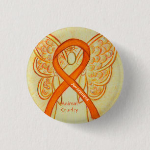 Badge Rond 2,50 Cm Cruauté envers les animaux Viande de Ribbon Angel 