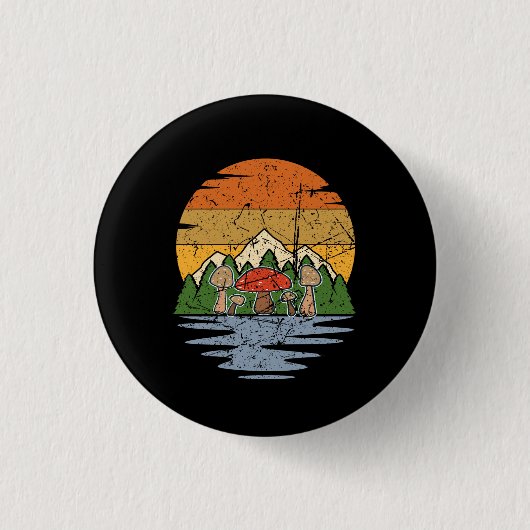 Badge Rond 2,50 Cm Cueillette de champignons rétro (Devant)