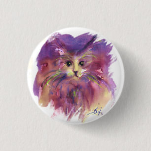 BADGE ROND 2,50 CM CUISINE POURPUE, PORTRAIT DE CAT DE CUISINE