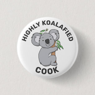 Badge Rond 2,50 Cm Cuisinier qualifié Koala hautement qualifié