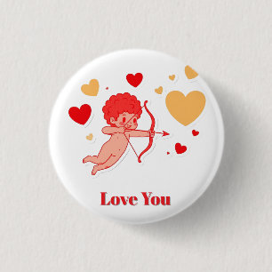 Badge Rond 2,50 Cm Cupidon mignon avec arc et flèche