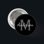 Badge Rond 2,50 Cm Custom<br><div class="desc">Personalized name monogram small size round button. Classy black and white design with stylish vintage hand lettering typographiy. Stylish little design for friends, family, bride, bridesmaid, maid of honor, flower girl, wedding guests etc. Monogrammed initial letter with elegant handwriting text. Change quantity to get the cheap bulk price Make your...</div>