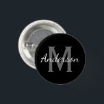 Badge Rond 2,50 Cm Custom<br><div class="desc">Personalized name monogram small size round button. Classy black and white design with stylish vintage hand lettering typographiy. Stylish little design for friends, family, bride, bridesmaid, maid of honor, flower girl, wedding guests etc. Monogrammed initial letter with elegant handwriting text. Change quantity to get the cheap bulk price Make your...</div>