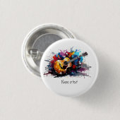 Badge Rond 2,50 Cm Custom Artistic Abstract Guitar Music Lover's Art (Devant & derrière)
