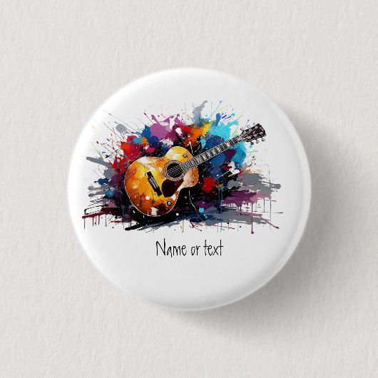 Badge Rond 2,50 Cm Custom Artistic Abstract Guitar Music Lover's Art (Devant)