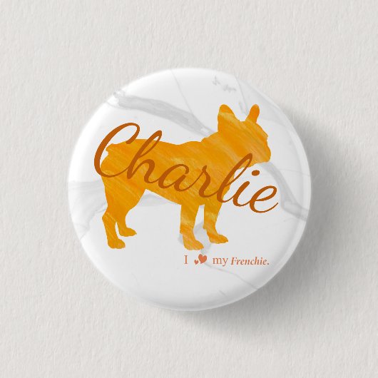 Badge Rond 2,50 Cm Custom Pastel Orange French Bulldog - Frenchie (Devant)