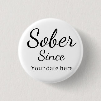Badge Rond 2,50 Cm Custom “Sober Since” Keychain - Sobriety Date 