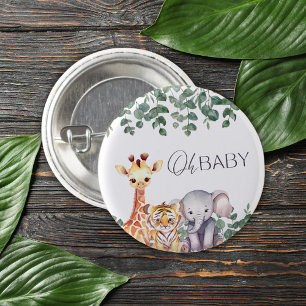Badge Rond 2,50 Cm Cute Aquarelle Safari Animaux Baby shower