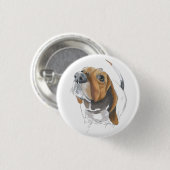 Badge Rond 2,50 Cm Cute Basset Hound Lovable Close (Devant & derrière)