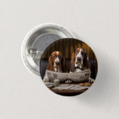 Badge Rond 2,50 Cm Cute basset hounds lecture journal (Devant & derrière)