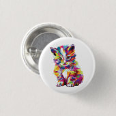 Badge Rond 2,50 Cm Cute Bébé coloré Kitten (Devant & derrière)