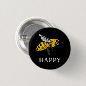 Badge Rond 2,50 Cm Cute Bee Happy Custom (Devant & derrière)