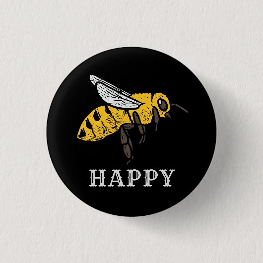 Badge Rond 2,50 Cm Cute Bee Happy Custom (Devant)