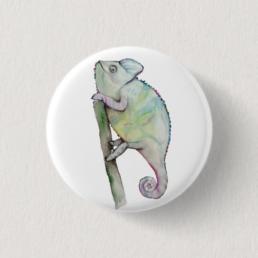 Badge Rond 2,50 Cm Cute caméléon peint en aquarelle (Devant)