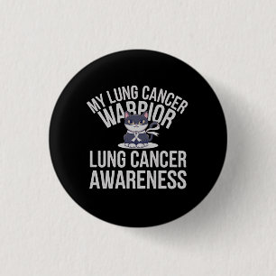 Badge Rond 2,50 Cm Cute Chat Lung Cancer Guerrier Montrez Votre Force