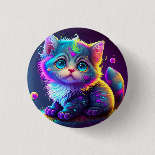 Badge Rond 2,50 Cm Cute Colorful Chat Artwork numérique-79827