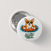 Badge Rond 2,50 Cm Cute Corgi Summer Vacation Mode Button (Devant & derrière)