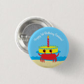 Badge Rond 2,50 Cm Cute Crab Beach 1er anniversaire (Devant & derrière)