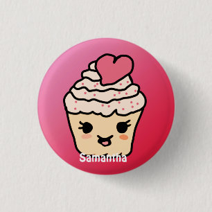Badge Rond 2,50 Cm Cute Cupcake minimaliste au coeur Amour