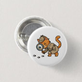 Badge Rond 2,50 Cm Cute Detective Cat Button (Devant & derrière)