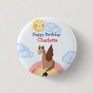 Badge Rond 2,50 Cm Cute dino Dragon Boy Birthday Party