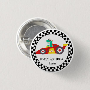 Badge Rond 2,50 Cm Cute Dinosaur Anniversaire voiture de course enfan