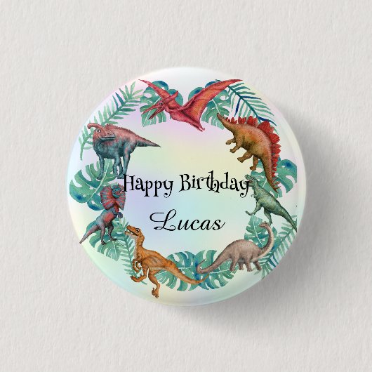 Badge Rond 2,50 Cm Cute dinosaur jungle anniversaire de enfant de l'é (Devant)