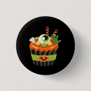 Badge Rond 2,50 Cm Cute et Déplaisante Halloween Cupcake avec un Big 