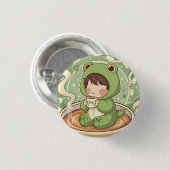 Badge Rond 2,50 Cm Cute Froggy Coffee Tale Design (Devant & derrière)