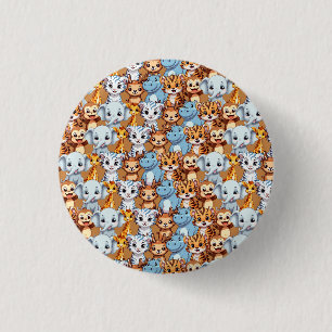 Badge Rond 2,50 Cm Cute girafe hippo jungle sauvage Motif safari