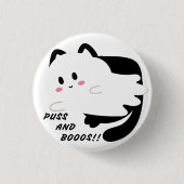 Badge Rond 2,50 Cm Cute Halloween Chat noir Ghost Boo (Devant)