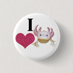 Badge Rond 2,50 Cm Cute I Love Axolotl Sparkle Heart