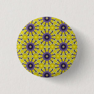 Badge Rond 2,50 Cm Cute jaune violet kaléidoscope Motif géométrique